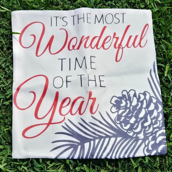 NEW SET OF 4 CHRISTMAS COTTON LINEN BLEND CHRISTMAS SEASONAL PILLOW COVERS 18" - Picture 3 of 8